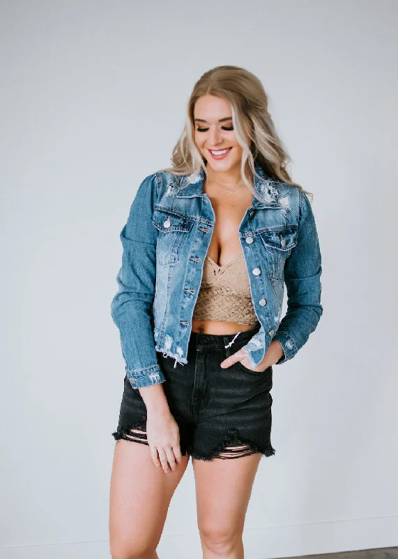 Nina Shirred Sleeve Denim Jacket