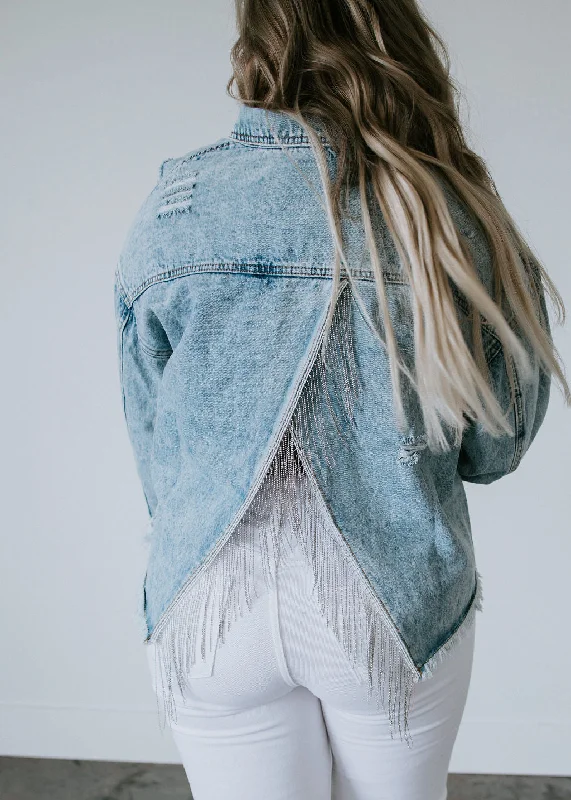 Amara Fringed Split Back Denim Jacket