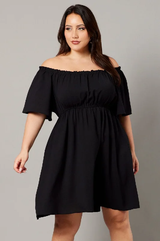 Black Off Shoulder Mini Dress