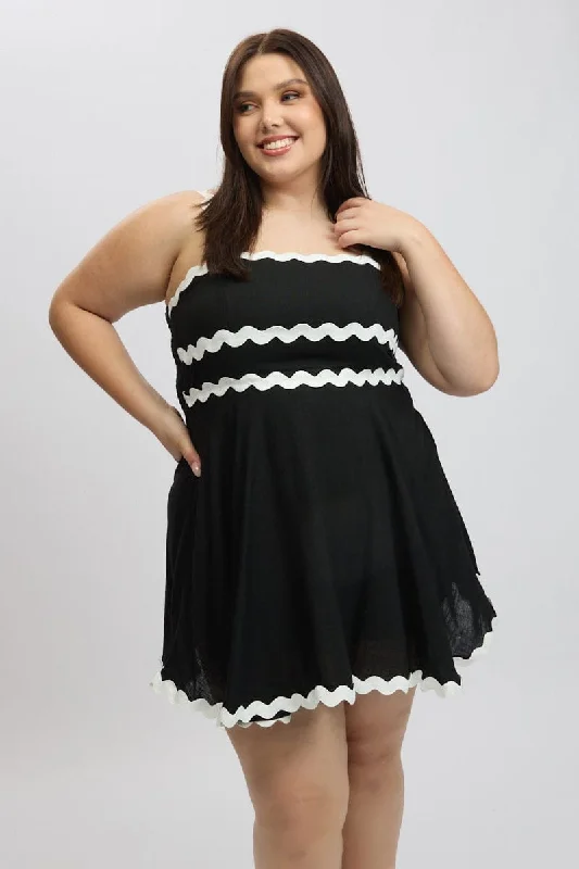 Black Ric Rac Trim Mini Dress