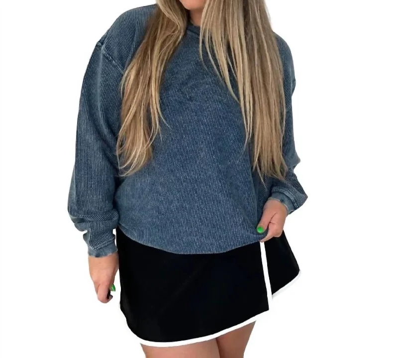 Corded Crew Sweatshirt In Navy