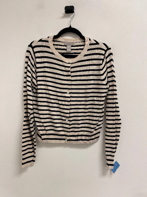 Sweater Cardigan By H&m In Striped Pattern, Size: M