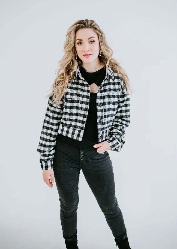 Avis Cropped Gingham Jacket