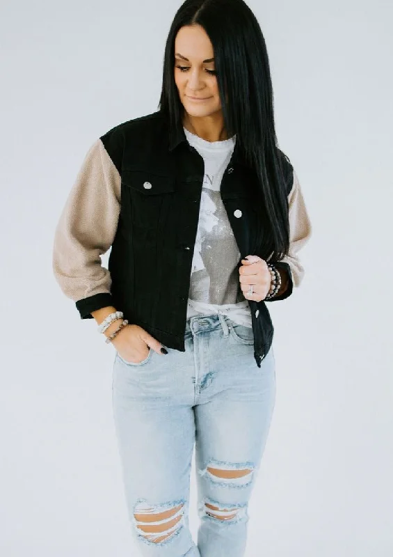 Brenna Fuzzy Sleeve Denim Jacket FINAL SALE