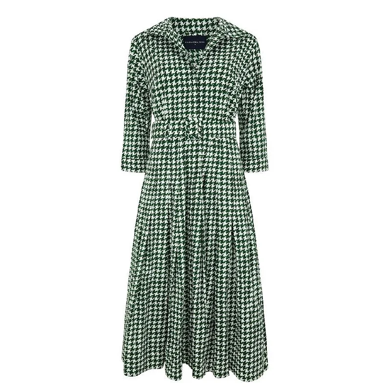 Audrey Dogtooth Shirt Dress Green