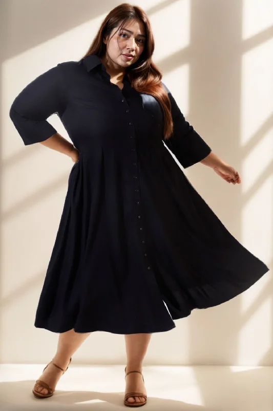 Plus Size Black Shirt Dress