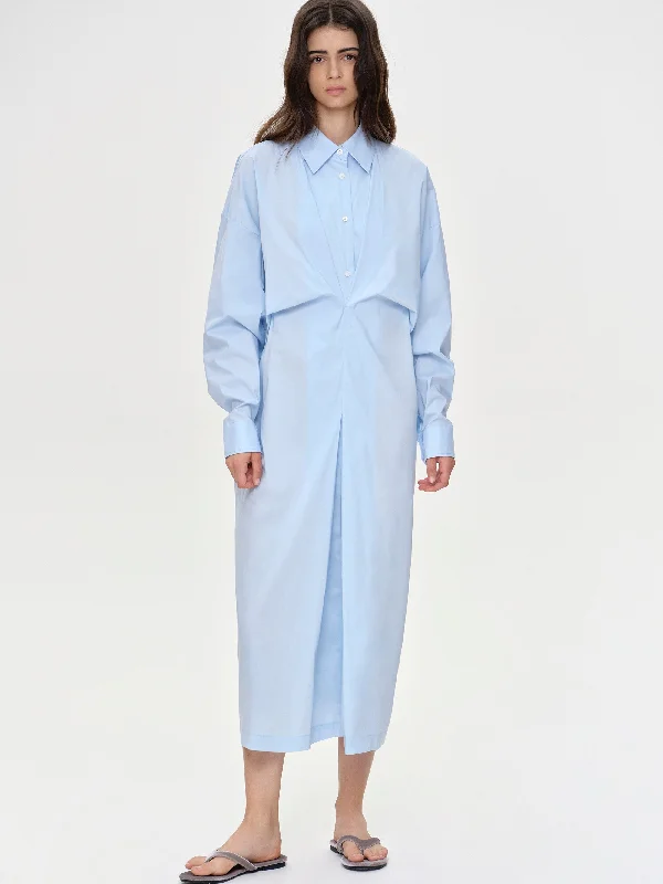 Pinched Tuck Shirt Dress, Oxford