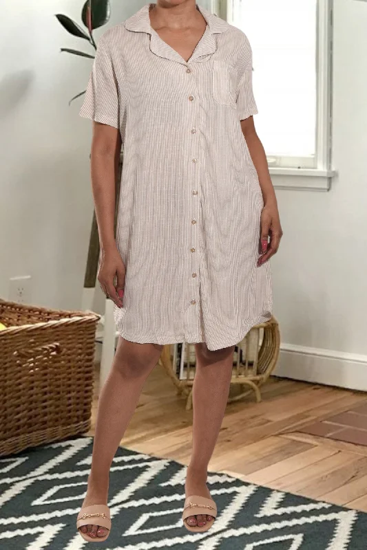 Cream And White Shirt Dress