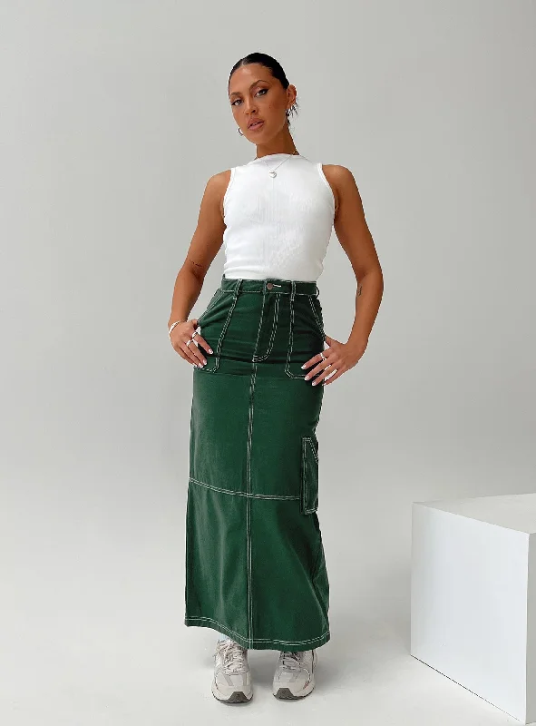 Vine Maxi Skirt Green