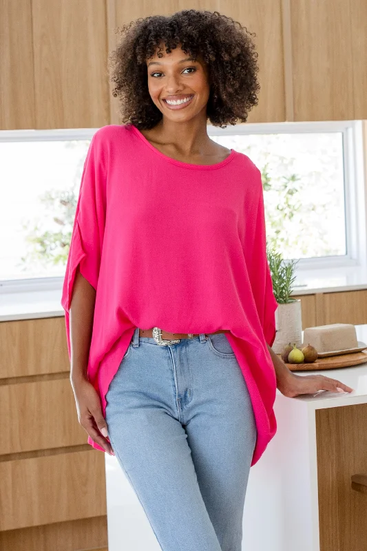 Brodie Drape Top Hot Pink