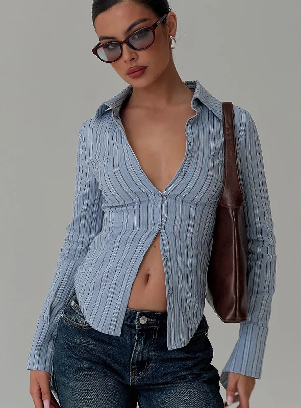 Madlin Long Sleeve Top Blue Stripe