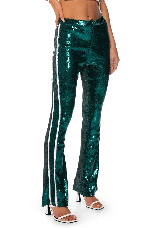 GET DOWN ON IT SEQUIN FLARE TROUSER