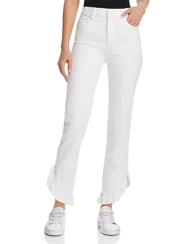 Women's Hoxton Straight Ruffle Jeans In White