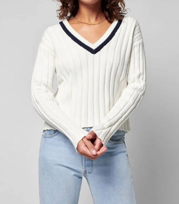 Game Set Cricket Sweater In White