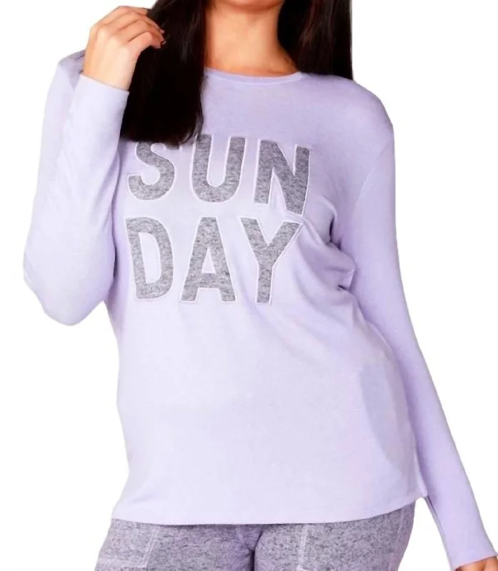 Long Sleeve Sunday Crew Top In Lilac