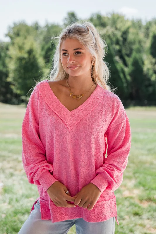 Manifest It Pink Textured Knit Top