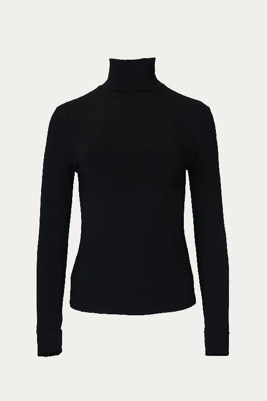 Stretch-Modal Jersey Turtleneck In Black