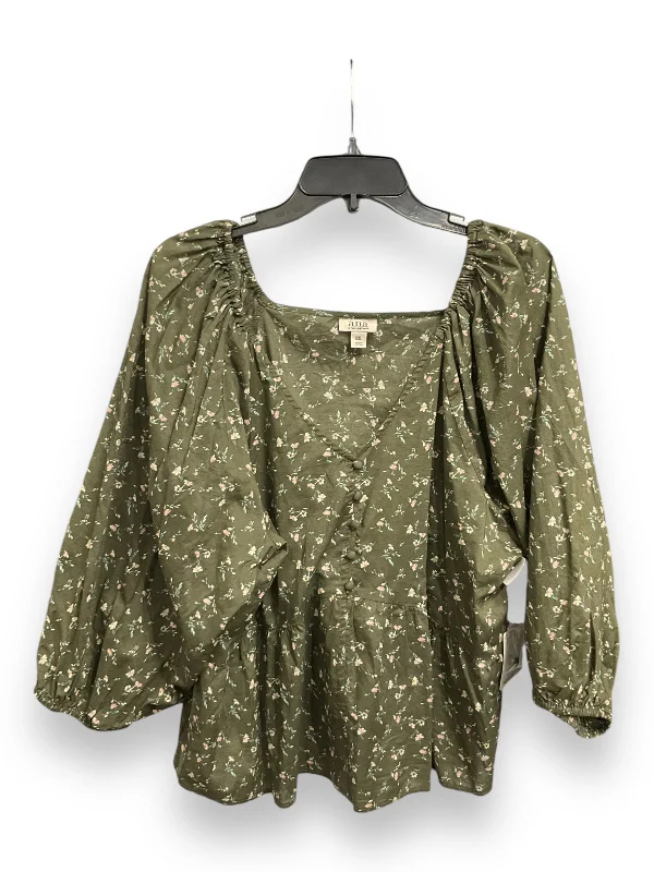 Top Long Sleeve By Ana In Green, Size: Xxl