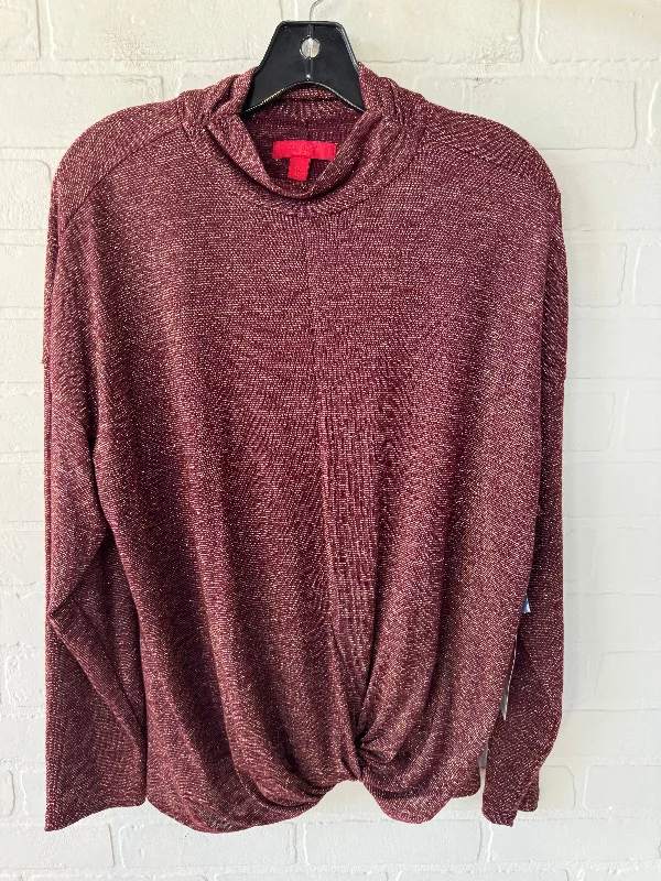 Top Long Sleeve By Jennifer Lopez In Red, Size: Xxl