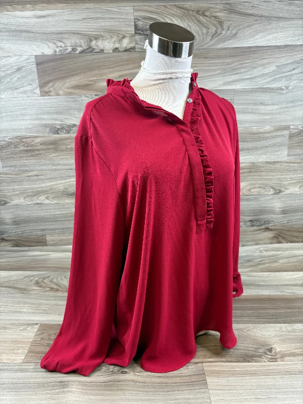 Top Long Sleeve By Loft In Red, Size: S